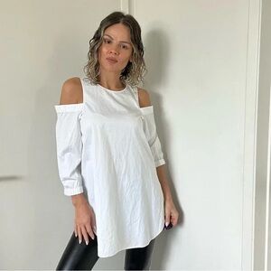 Tibi cold shoulder poplin cotton blouse size 0